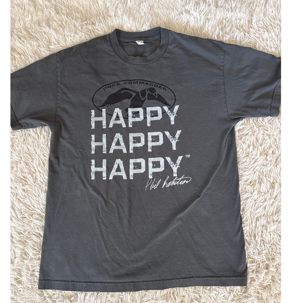Vintage y2k Duck Commander Happy Happy Happy‎ Phil Robertson T Shirt Mens Large